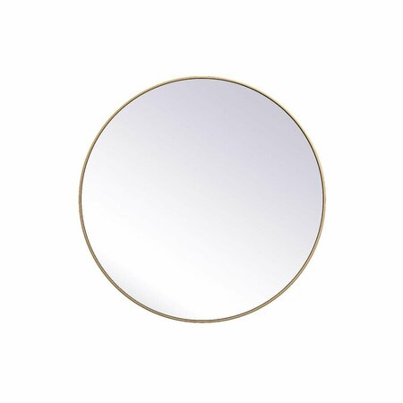 BLUEPRINTS 45 in. Metal Frame Round Mirror Brass BL2954233